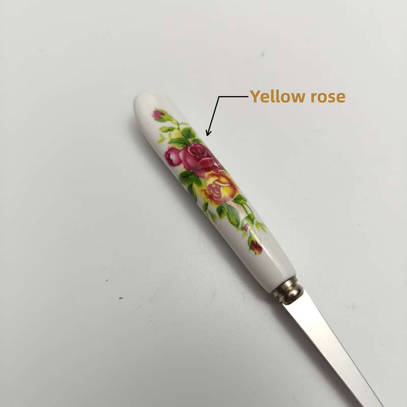 4pcs Stainless Steel Coffee Spoons with Ceramic Floral Handles Ideal for Desserts Cakes and