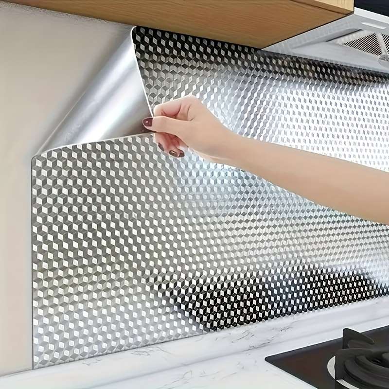 1PC Wall Stickers39.98cm X 3.0MeterGrid Silver  Cabinet Shelf liner