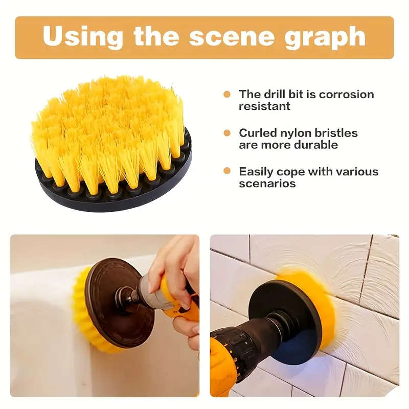 A Drill Brush Head, Yellow Electric Cleaning Brush Replacement Head, Multifunctional Household Brush