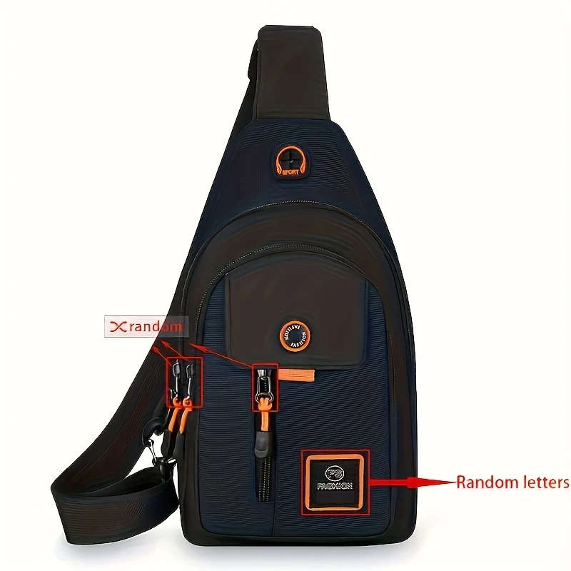 1pc Leisure Sports Chest Bag Outdoor Travel Men's Bag Adjustable Shoulder Strap with Earphone Hole