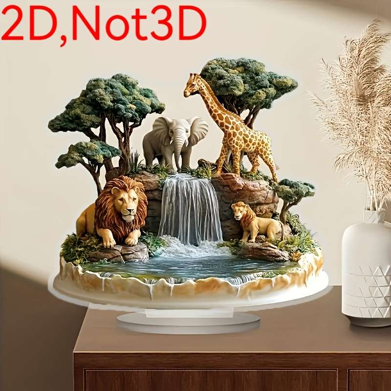 1pc 2D Flat   bohemian decorative ornaments African hunting scene waterfall lion giraffe