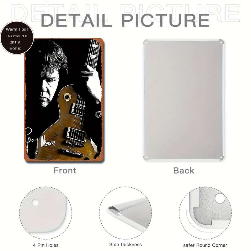 1pc 2D Flat Painting Simulation  Gary Moore Poster for Home Kitchen Dining Room Bedroom Garden
