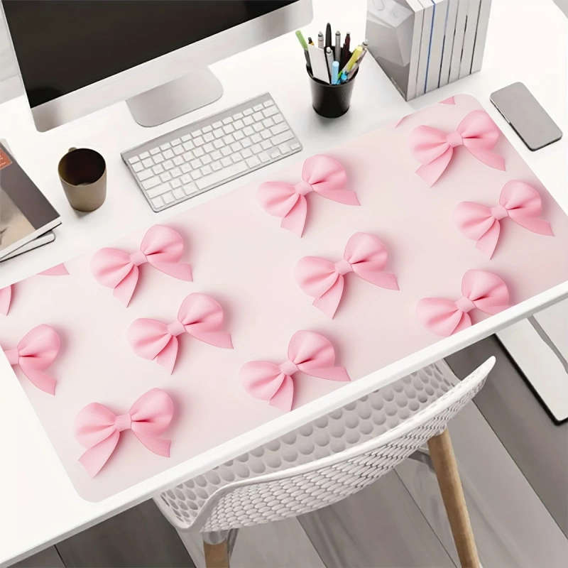 1pc 30x80cm Durable E-Sports Gaming Mouse Pad Waterproof Non-Slip Pink Bow Design