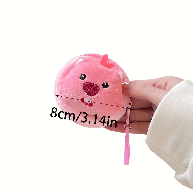 1pc Adorable Pink Beaver Coin Purse Lightweight Cartoon-Style Key Card Holder with Zipper Pock