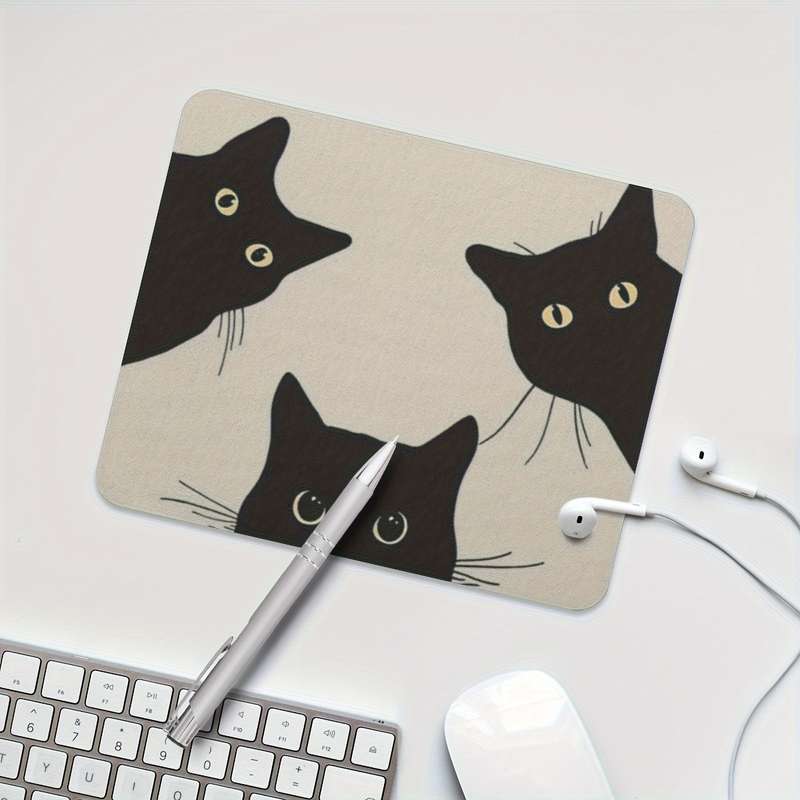 1pc of Three Black Cat Game Mouse Pads Rectangular Mouse Pads for Women and Girls w