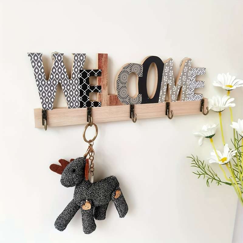 1pc Stylish Letter Design Key Holder for Wall Door and Hat BagPerfect Housewarming and Realtor