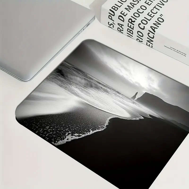 1pc 21x26cm Coastal Landscape Mouse Pad Non-Slip Waterproof Washable Desk Mat with Rubber Base