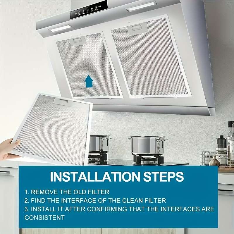 2pcs Universal Range Hood Filter Aluminum Oil Splatter Guard Easy Installation Kitchen Exha