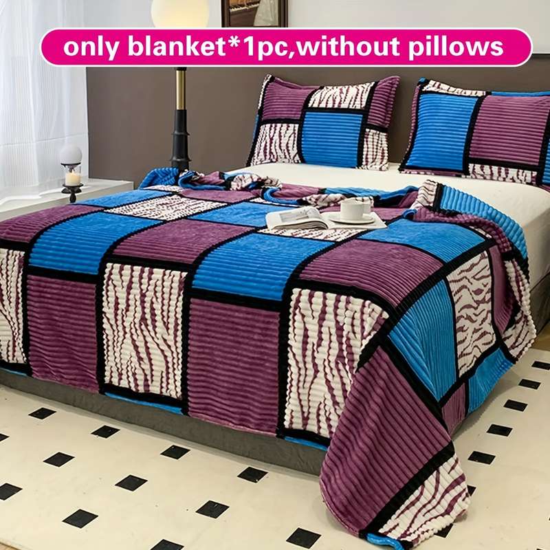 1ps Blanket Color Red Blue Square Grid size 200x230cm