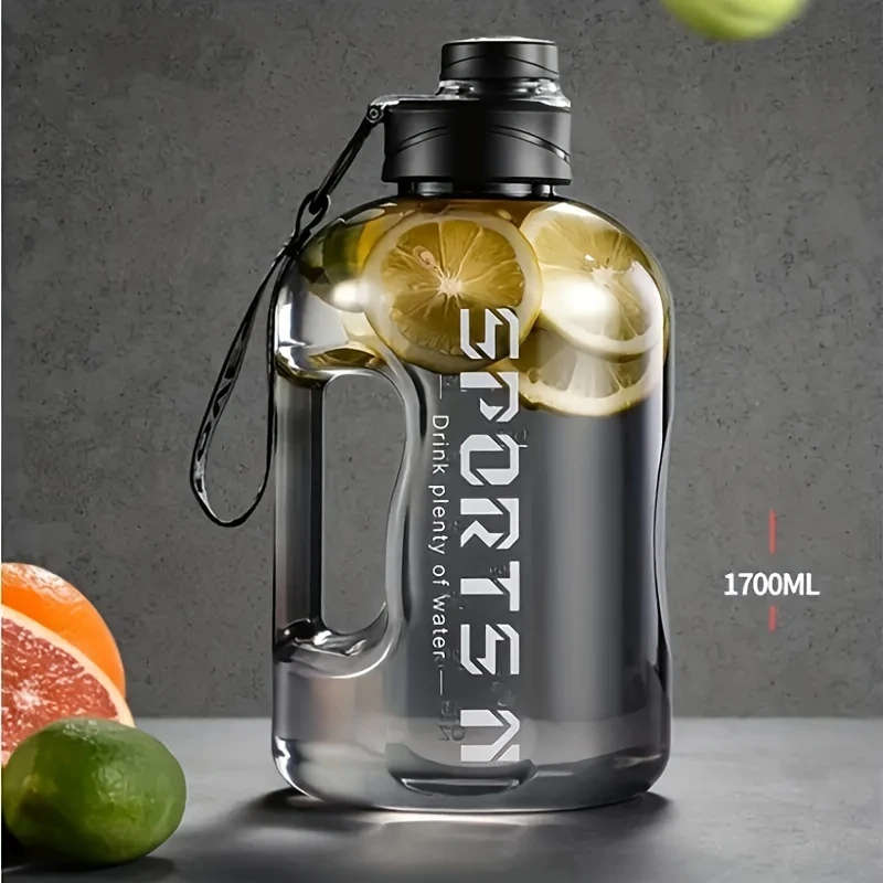 1pc 57.48oz Leak-Proof Sports Water Bottle with Handle Durable PC Material Large Capacity Precise Me