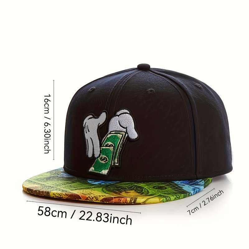 1pc Lightweight Stretch Fit Flat Brim Baseball Cap 100% Polyester Adjustable Snapback Closure B