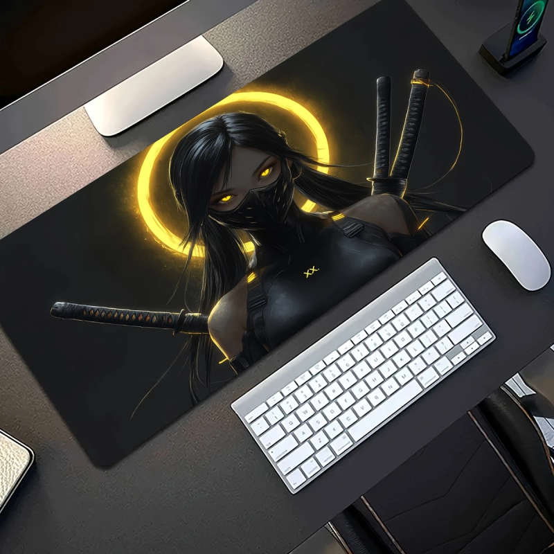 1pc 40x90cm Ninja Moonlight Themed Mouse Pad Waterproof Non-Slip Washable Desk Mat
