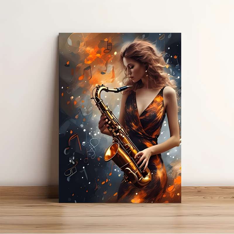 1pc  Frameless Saxophone Music Art Canvas Print 30.48x45.72 cm Vibrant Abstract Wall Decor Fe