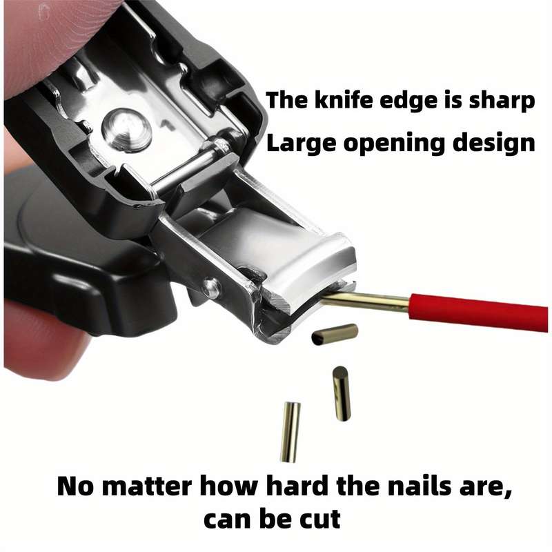1pc Modern Stainless Steel Nail Clipper with Nail File Straight Blade Portable Clip-On Design