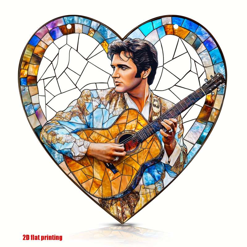 1pc 2D Flat   Vintage Graphic Musical Theme Acrylic Wall Hanging Suncatcher 20.32cm x 20.32cm