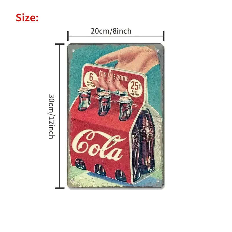 1pc Vintage Cola Metal Tin Sign Frameless Wall Art Suitable for Home Bar Pub Club And Restaurant Dec