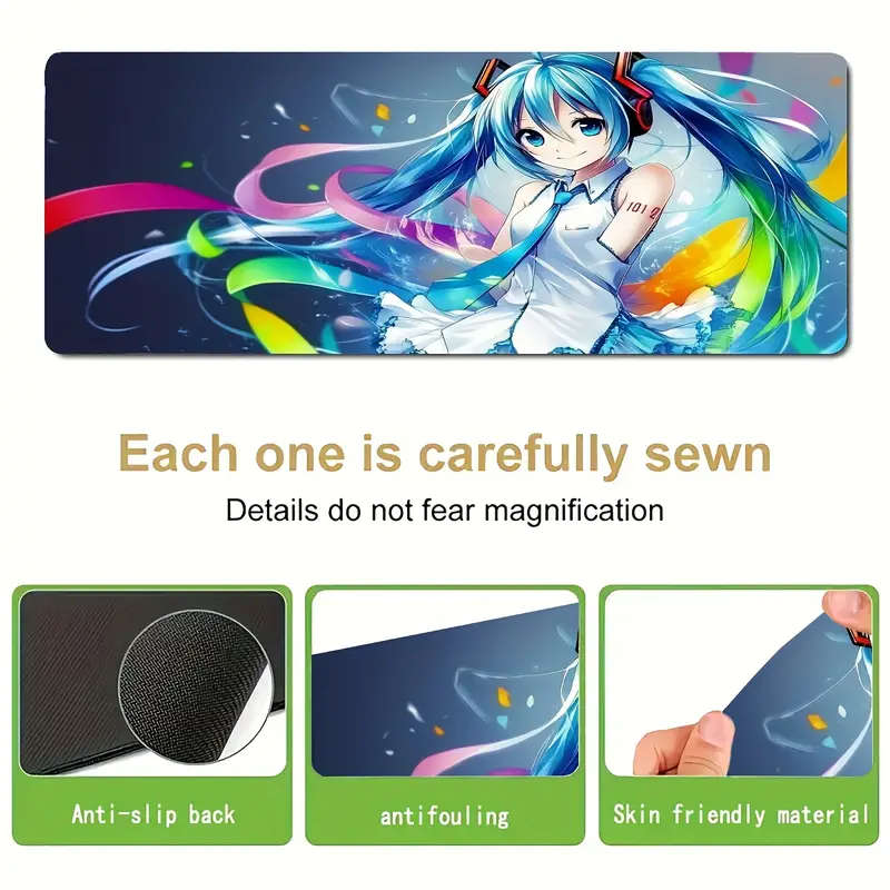 1pc 30x80cm Anime Music Festival Design Extended Mouse Pad Non-Slip Waterproof Washable Desk Mat