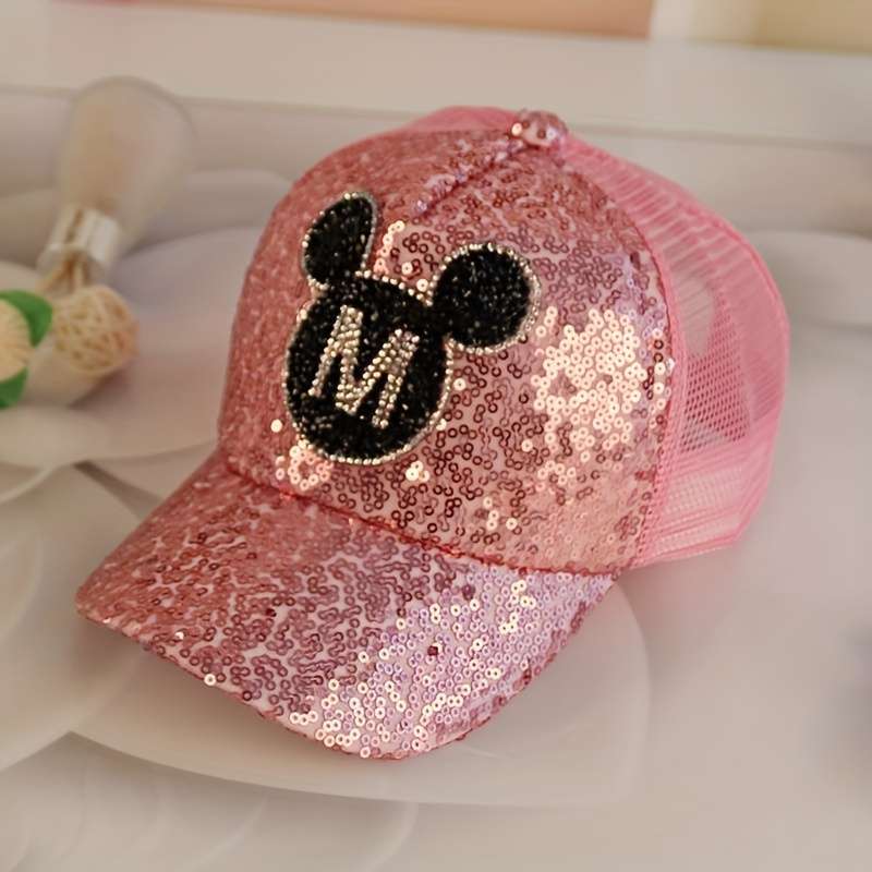 1pc 1 Disney Mickey Spring Summer baseball cap Sun shade cap Sun Shield Breathable Korean sequin me
