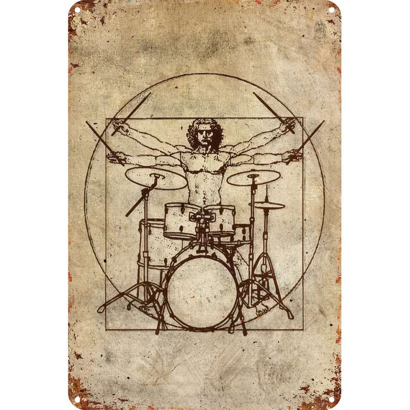 1 Piece Vintage Drummer Metal Tin Sign Aluminum Wall Mount Decorative Plaque 8 x 12 Inches