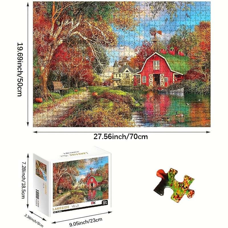 1000pcs Autumn Countryside Scenery Jigsaw Puzzle Cardboard Square Pieces Challengin
