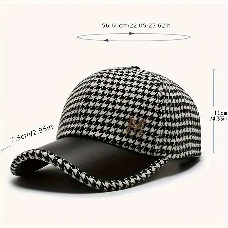 1pc Plaid Baseball Cap Warm Lightweight Adjustable for Autumn Winter Outdoor Activities
