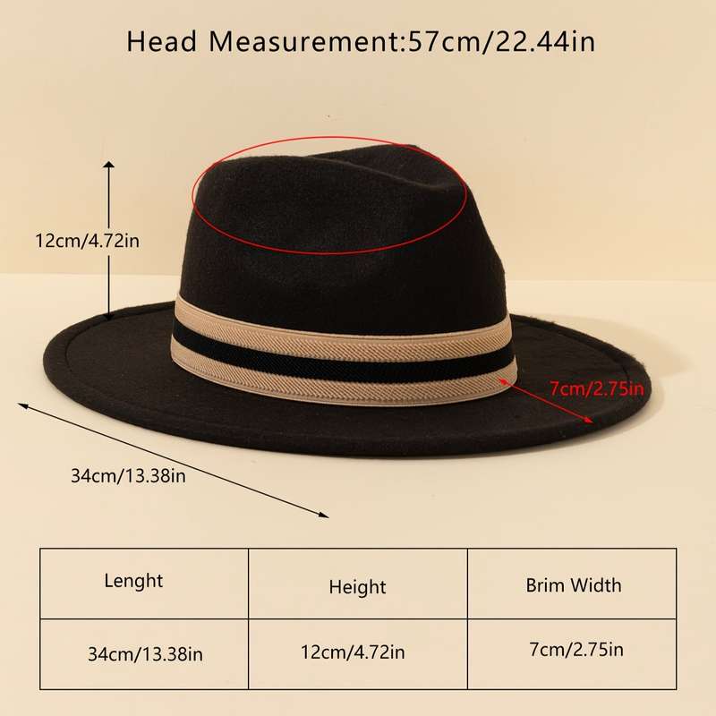 1pc Chic Women'S Fedora Hat with Striped Band Perfect for Outdoor Events Casual Wear And Parties