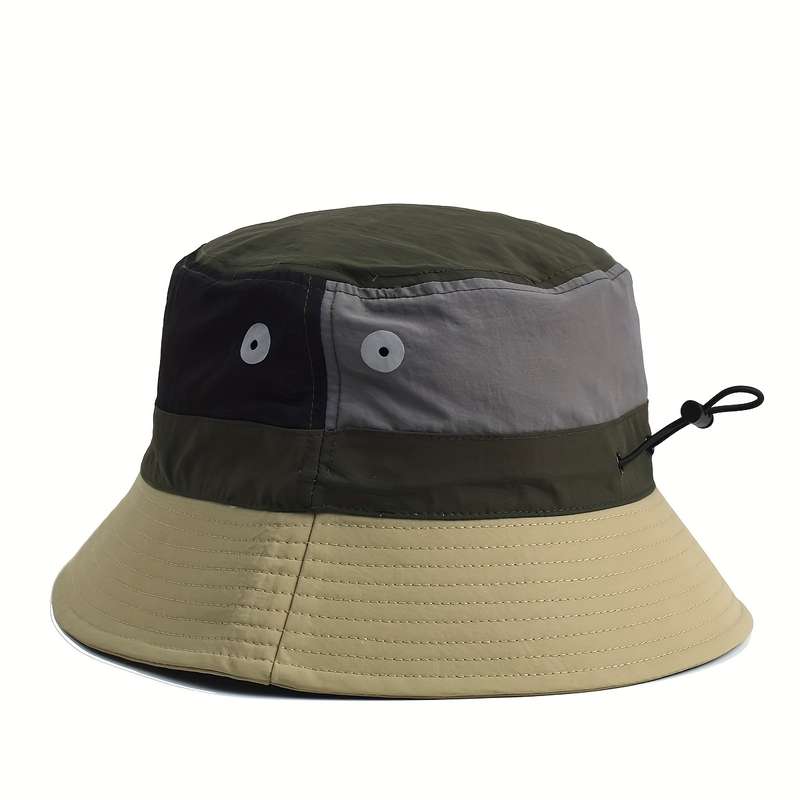 1pc Lightweight Quick-Dry Breathable Bucket Hat for Couples Stylish Color Block Design Adjus