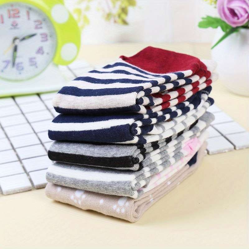 5 Pairs Multicolor One Size High Elastic Socks