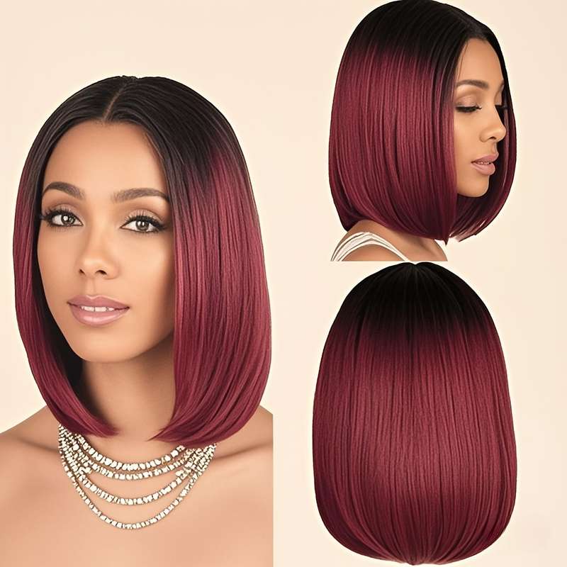 1Pc Burgundy 30.48cm Fashion Design Wig