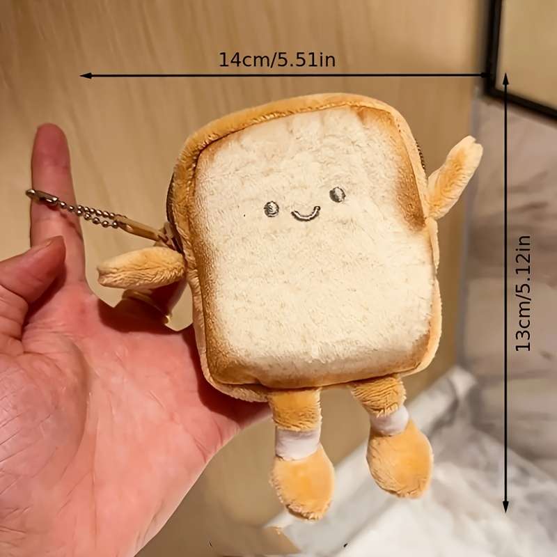 1pc Toast Coin Bag Cartoon Cute Portable Headphone Bag Creative Small Storage Bag Best Gift