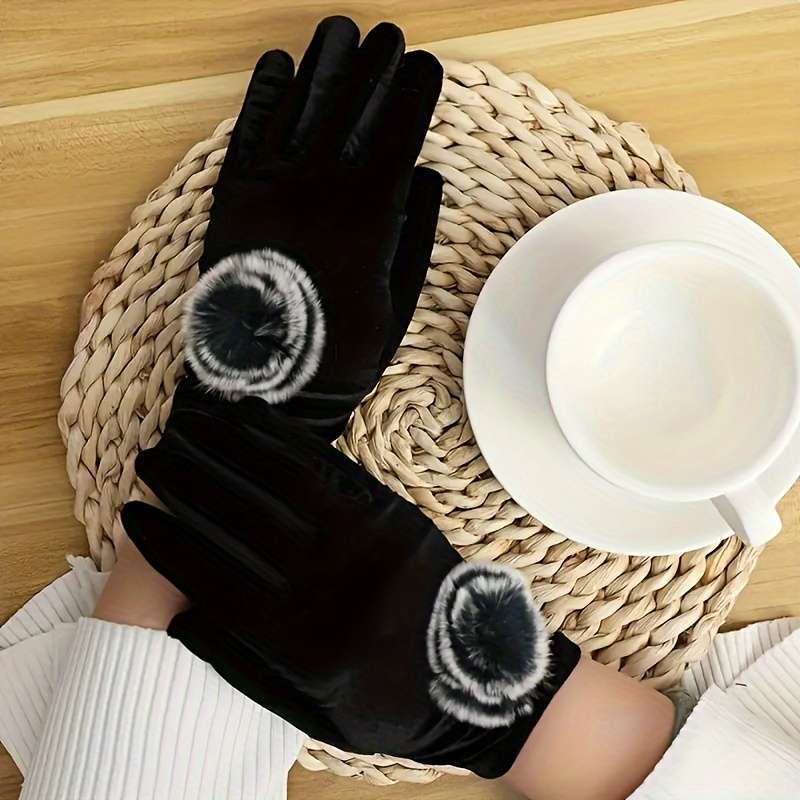 1 Pair Brown Warm Gloves