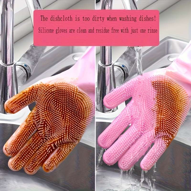 1 Pair Grey Household Cleaning Gloves