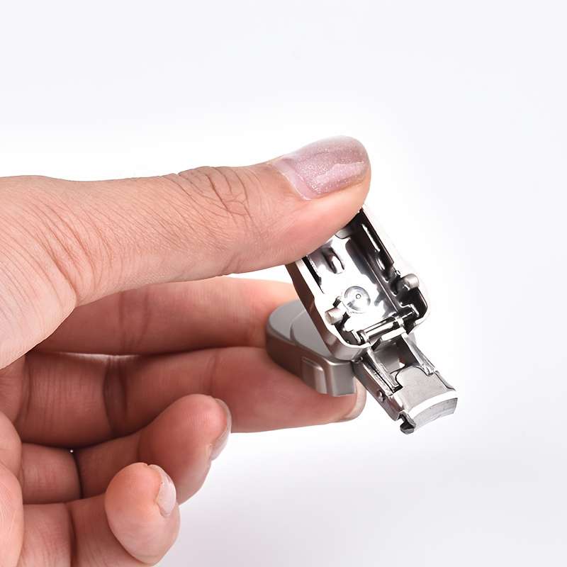 1pc Modern Stainless Steel Nail Clipper with Nail File Straight Blade Portable Clip-On Design