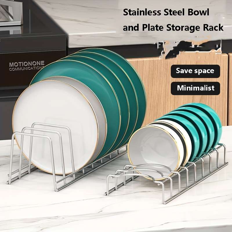 1pc Stainless Steel Dish Rack with Drain Drawer Space-Saving Kitchen Organizer for Plates and