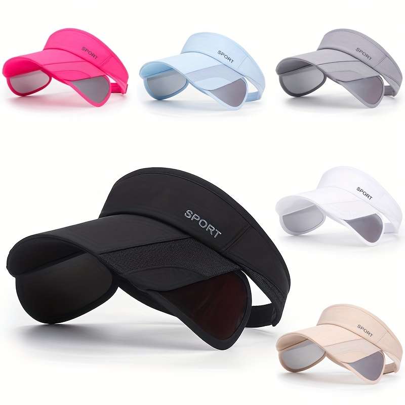 1pc Adjustable Retractable Visor Hat with Large Brim Breathable Polyester Ideal for Tennis Golf