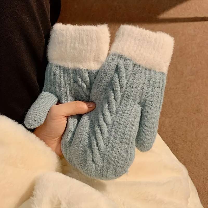 1 Pair Khaki Warm Gloves