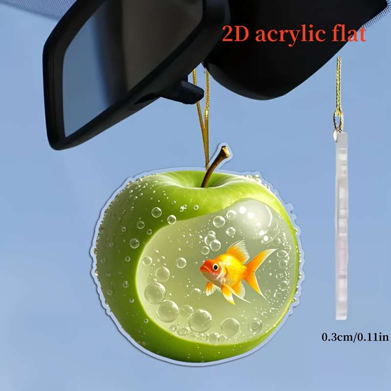 1pc 2D Flat   Art Apple and Goldfish Pendant Fashionable Fruit Hanging Decoration Suitable