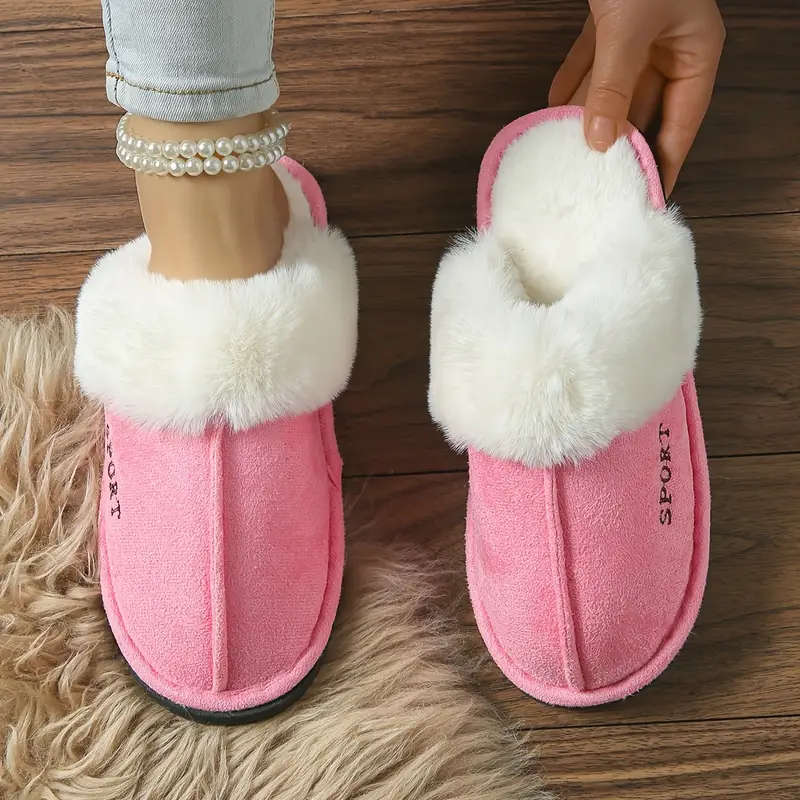 Cozy Women's Slippers - Adjustable Toe, Warm Plush Lining, Fluffy Striped Design