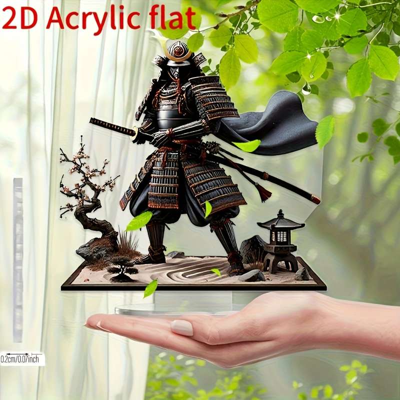 1pc 2D Flat  Printing  Acrylic Flat Samurai Armor Decorative Acrylic Figure with Sword and Zen