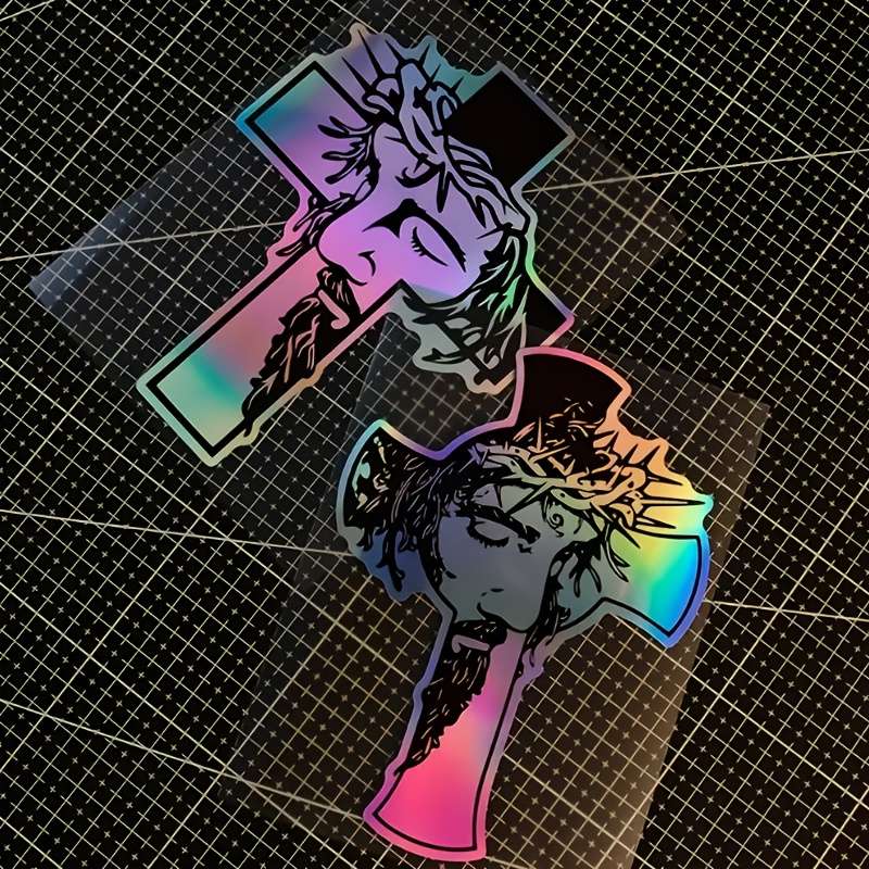 1pc Laser Jesus Christian Themed Stickers