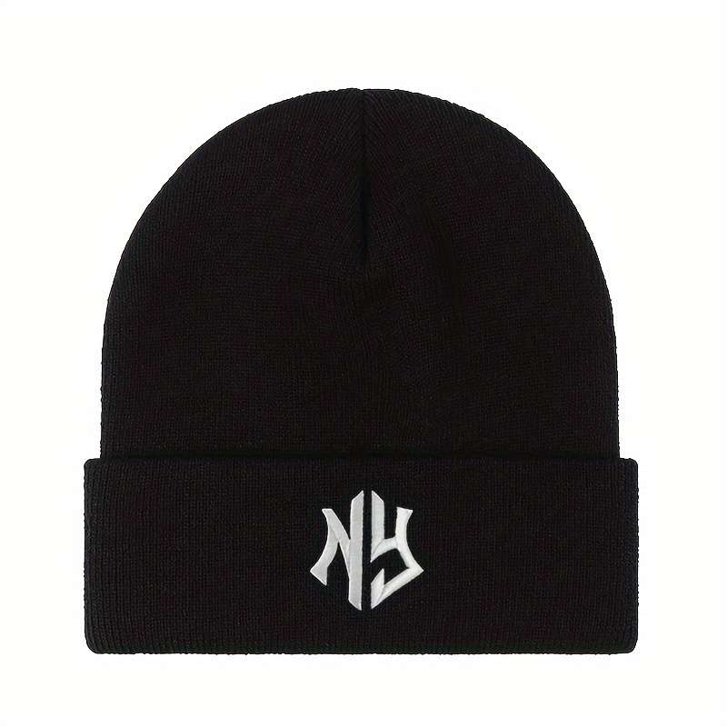 1pc Unisex Embroidered Letter Acrylic Knit Beanie Casual Style 100% Acrylic Warm Skull Cap for