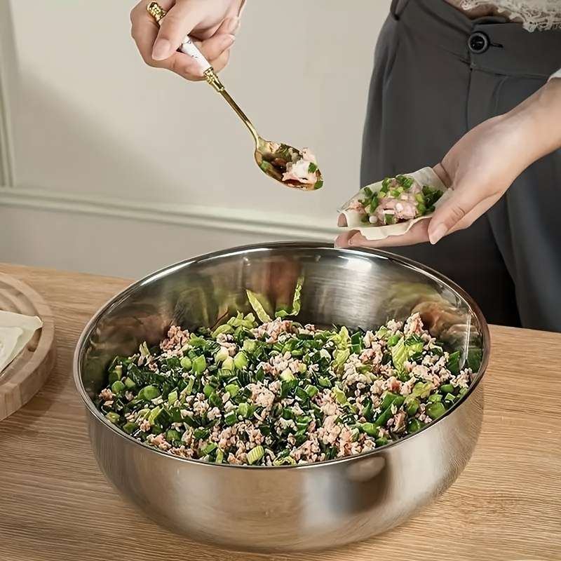 2pcs Large Silvery Stainless Steel Mixing Bowls Rust Resistant Deep And Wide Suitable for K