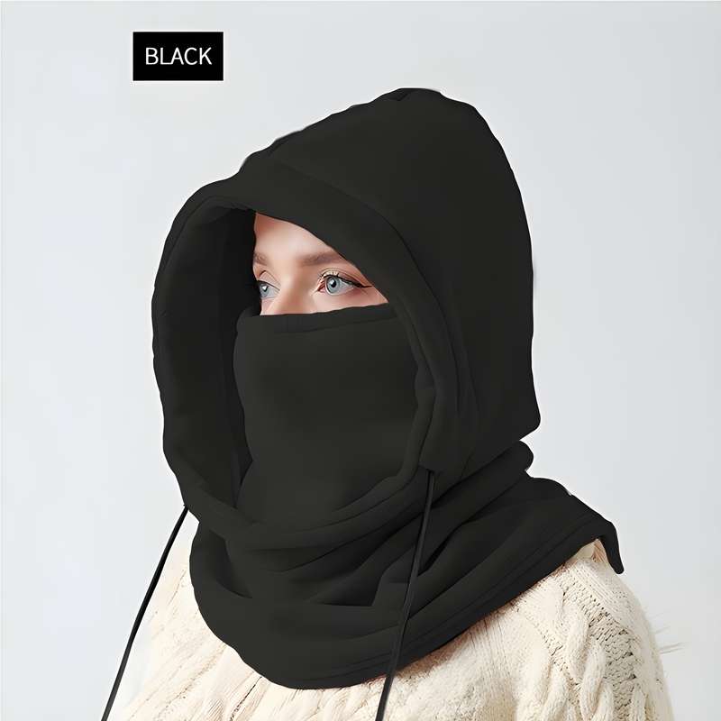 1pc Windproof Reversible Beanie Neck Gaiter Reversible Knit Beanie with Integrated Neck Gaiter