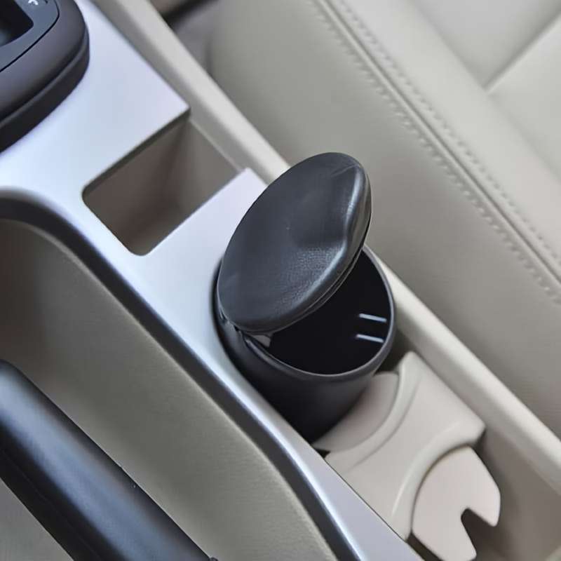1pc Fit Black Car Ashtray for Cup Holder Compact Easy-Clean PBT Plastic Perfect for Cars Truc
