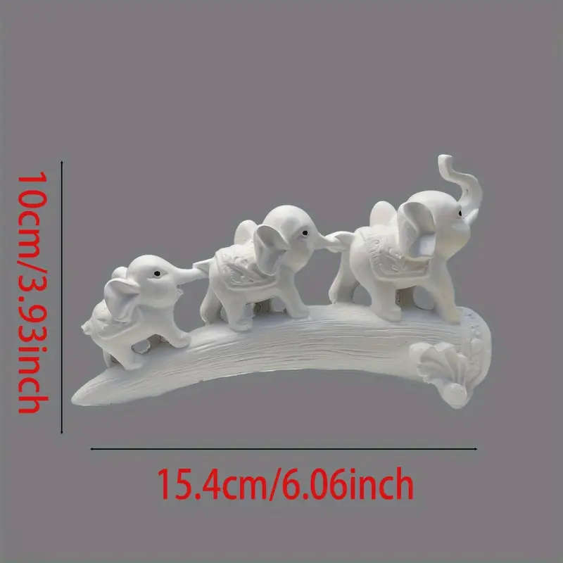 1pc Resin Elephant Family Figurine Set Decorative White Elephant Statues for Home Decor Indoor Use C