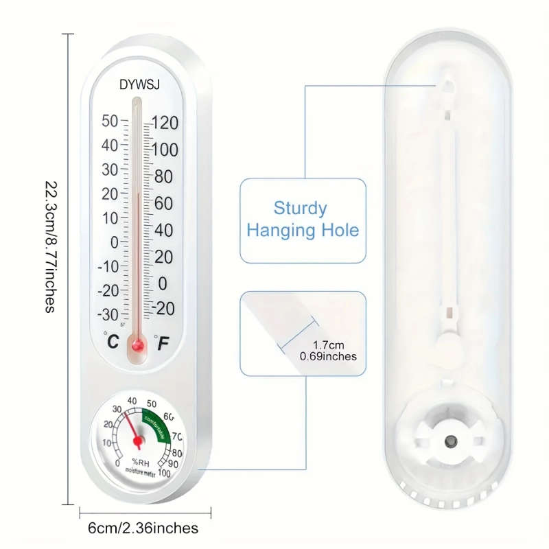 1pc 9Inch Wireless Indoor/Outdoor Thermometer Hygrometer Wall Mount Large Digital Display Accurate
