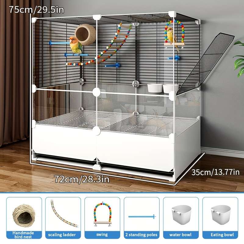 1pc Black Model Anti-splash food 2 rows 2 layers 1 rowPet Cage