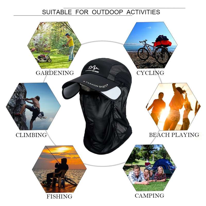 1pc Lightweight Quick-Dry Breathable Fishing Hat for Men Women UV Protection Sun Hat with V