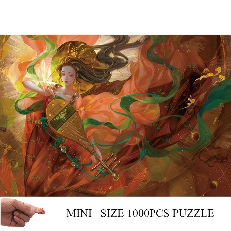 1000pcs Mini Size Rectangle Cardboard White Jigsaw Puzzle Chinese Style Musician Lad