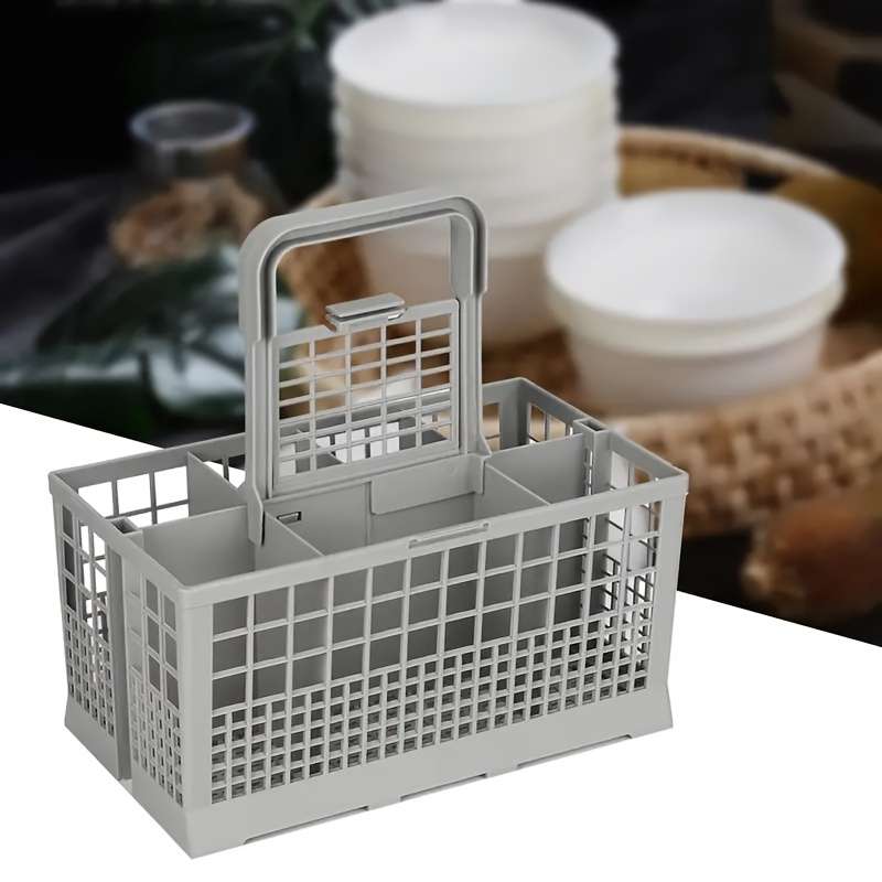 1pc Foldable Universal Dish Rack Basket Baskets with Multifunctional Cutlery Holder Knife an